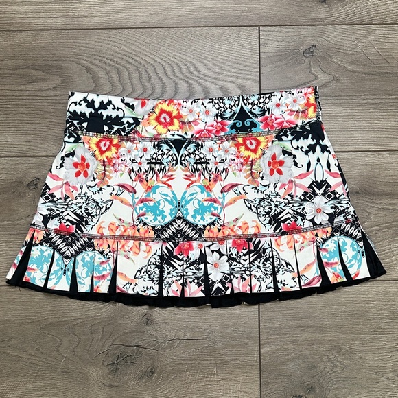 Sofibella 12” Floral Print Fringe Ruffle Tennis Skirt Size Small - Picture 1 of 9
